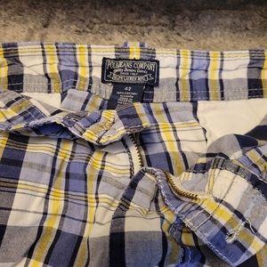 Polo Jeans Company Plaid Cotton Men's Shorts - Blue & Yellow